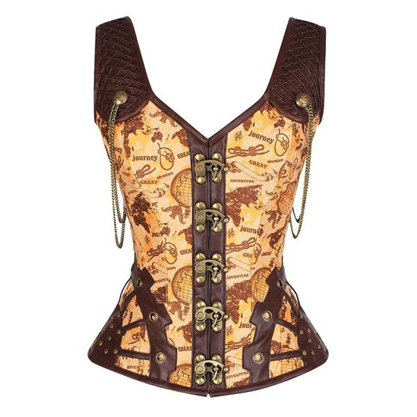 women gothic bustiers vintage steampunk waist corset strap corset steel boned bustier, Black;white